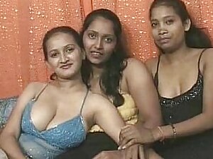 Four indian lesbians having entertainment